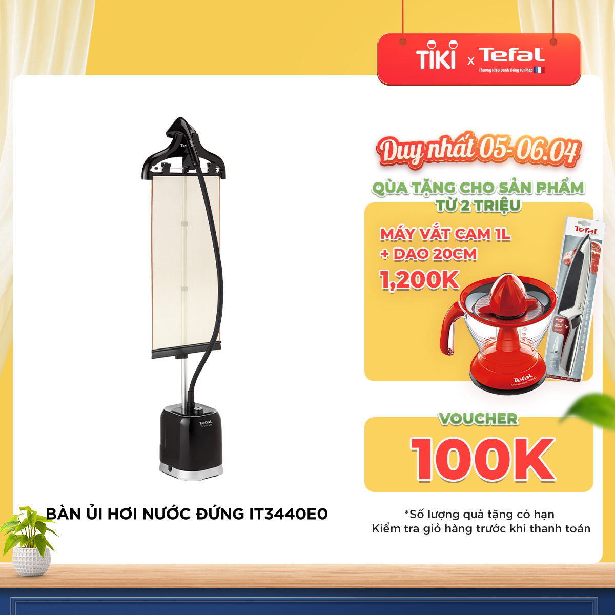 Bàn ủi hơi nước đứng Tefal IT3440E0- 1800W - Hàng chính hãng