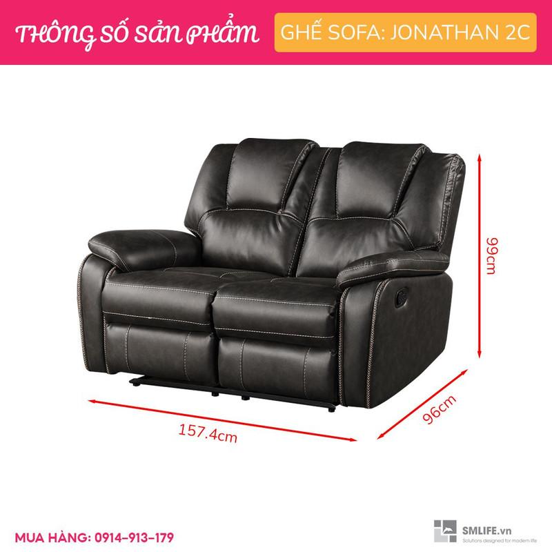 Ghế sofa đôi ngã lưng thư giãn sang trọng SMLIFE Jonathan 2C | D157 x  R96 x C99cm | nâng hạ lưng ghế