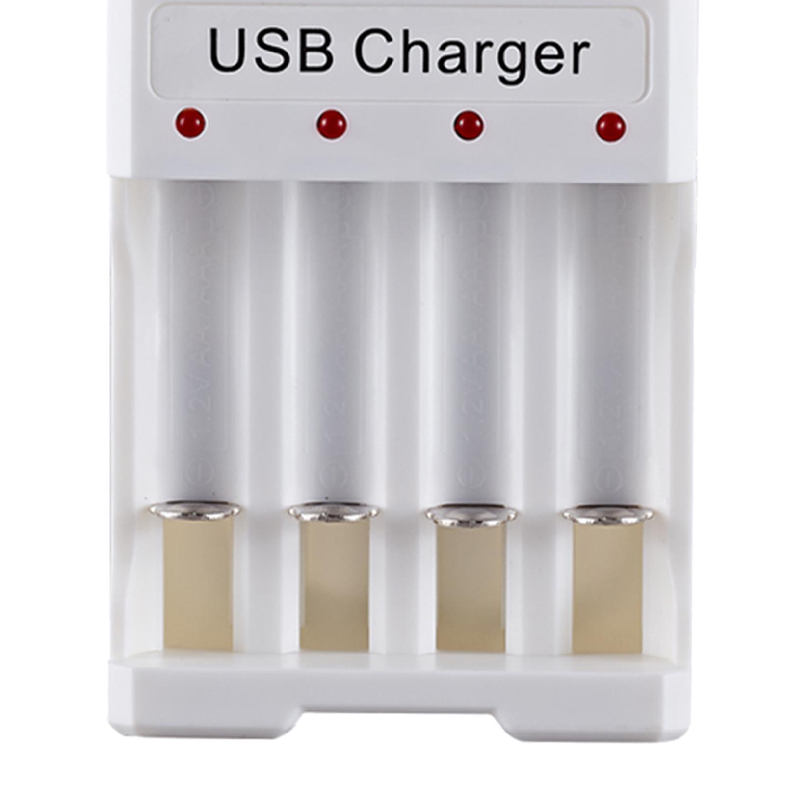 2Pcs 4 Slot Smart Charger for Rechargeable Batteries Ni-MH Ni-Cd, AA AAA