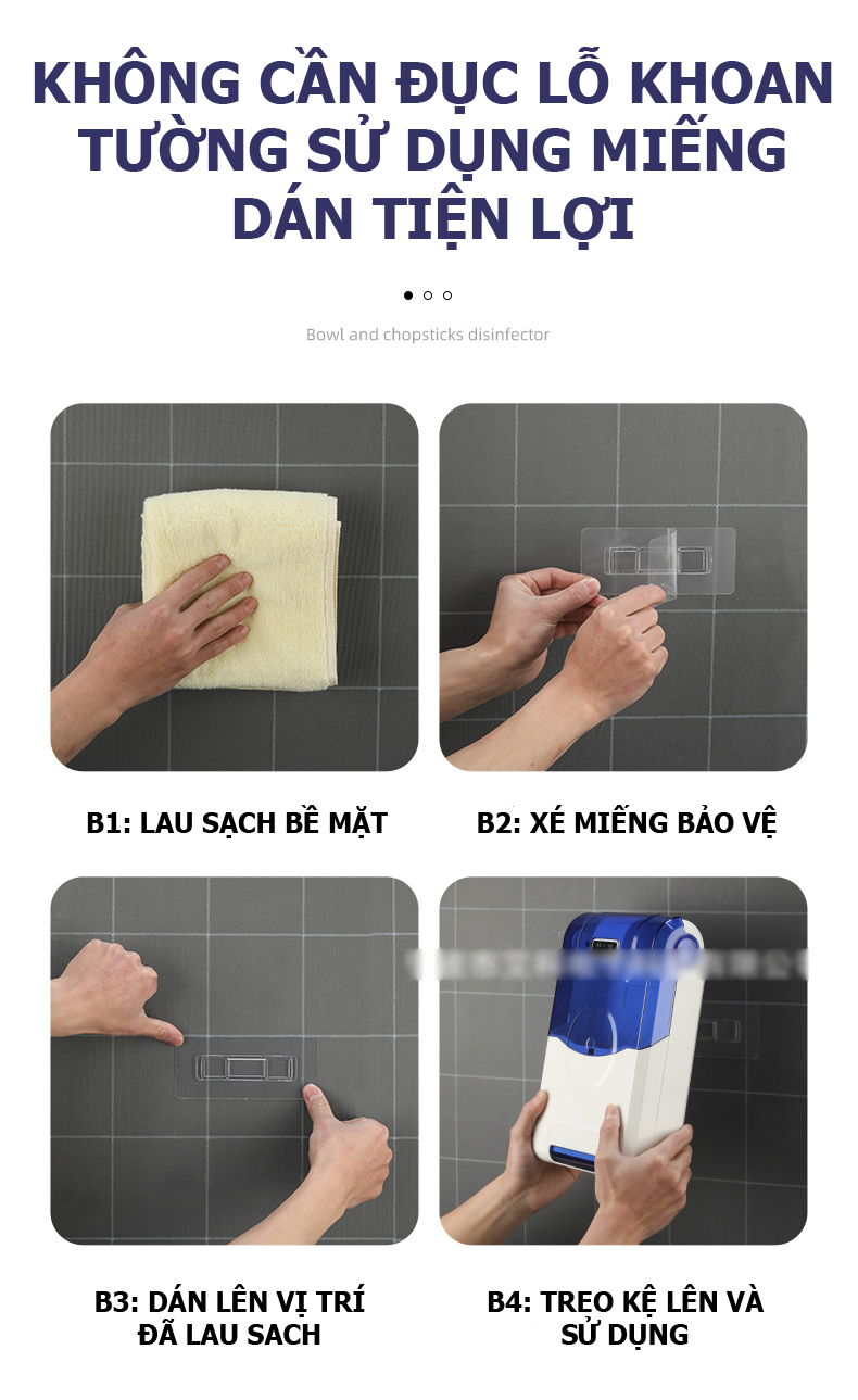 Hộp đựng đũa muỗng treo tường sấy khô hút ẩm và khử trùng bằng tia cực tím tiện dụng cho nhà bếp GD00018