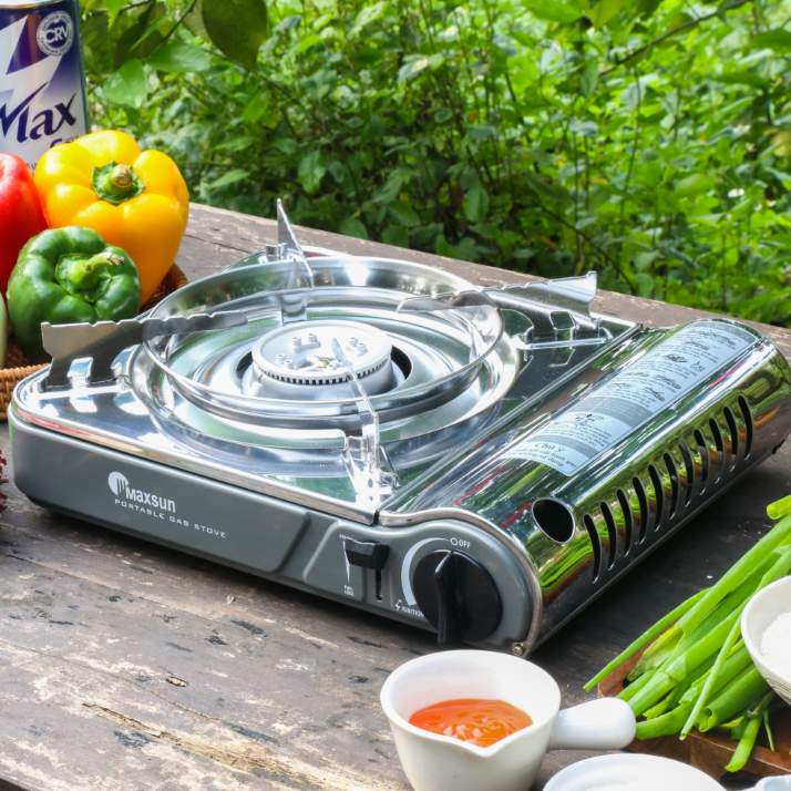 Bếp Ga Mini Inox Chống Rỉ MS-3800SP - Công Suất 2900W Vòng Chắn Gió Bảo Hiểm Chống Nổ Hàng Chính Hãng