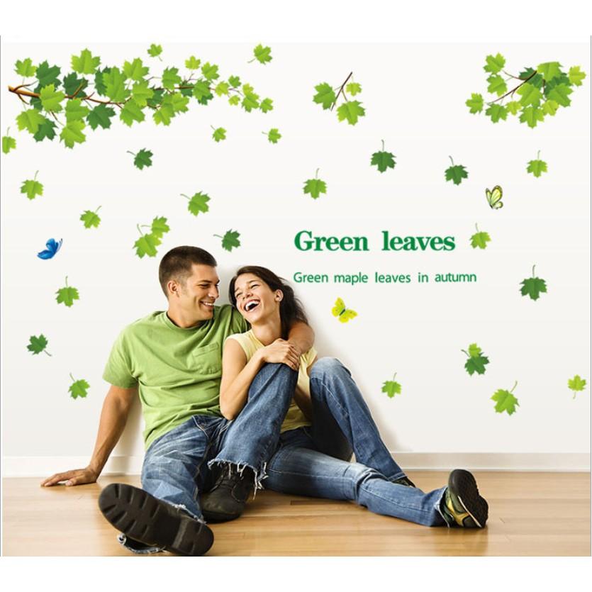 Decal trang trí tường - cành Lá Xanh trần nhà Green leaves