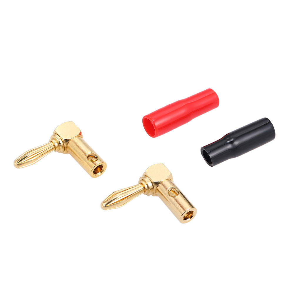 Đầu Nối Với Phích Cắm Chuối Màu Đen + Đỏ Ở Góc Phải Mạ 24 K- Nhiều Màu