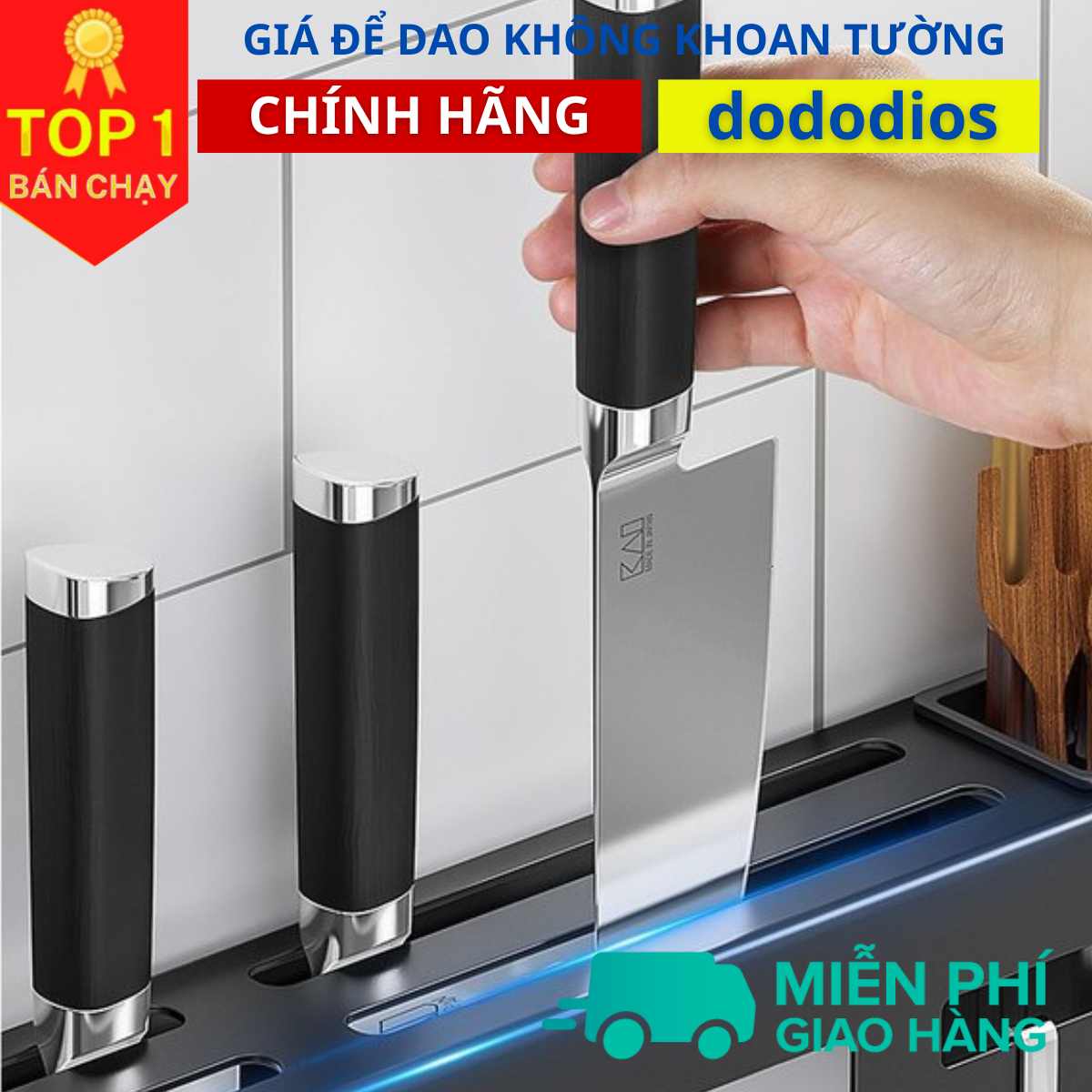 giá gài dao kèm ống đũa dán tường - chính hãng dododios, Kệ Để Dao Thớt Dán Tường – Giá Treo Dao Thớt , Treo Đồ Nhà Bếp Đâ Năng, Kệ Treo Dán Tường (K10) Giá gài dao kéo, có ống đựng đũa tiện lợi