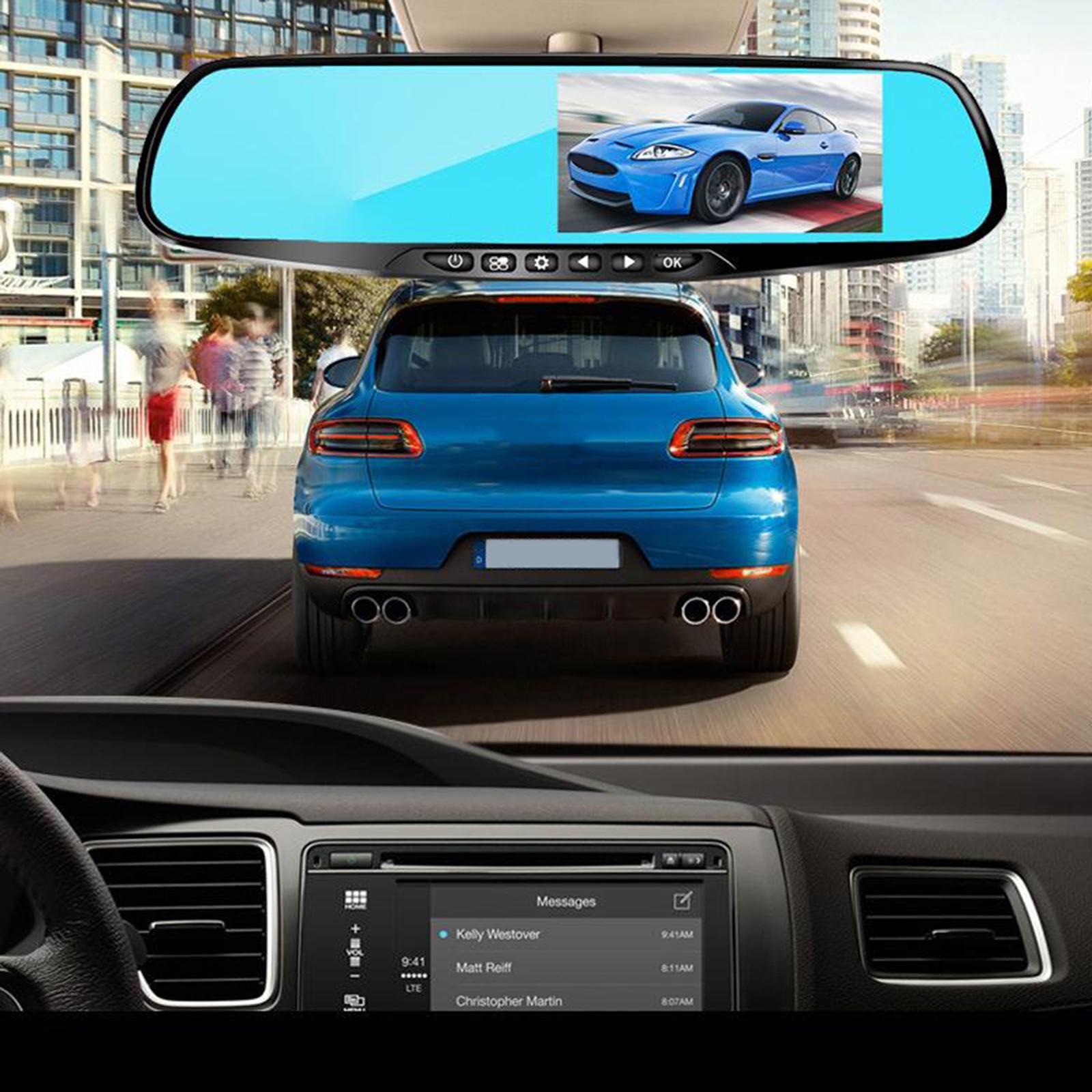 4.3 Inch Display HD Car 1080P Dash DVR Rearview Mirror Backup Camera Super Night Vision