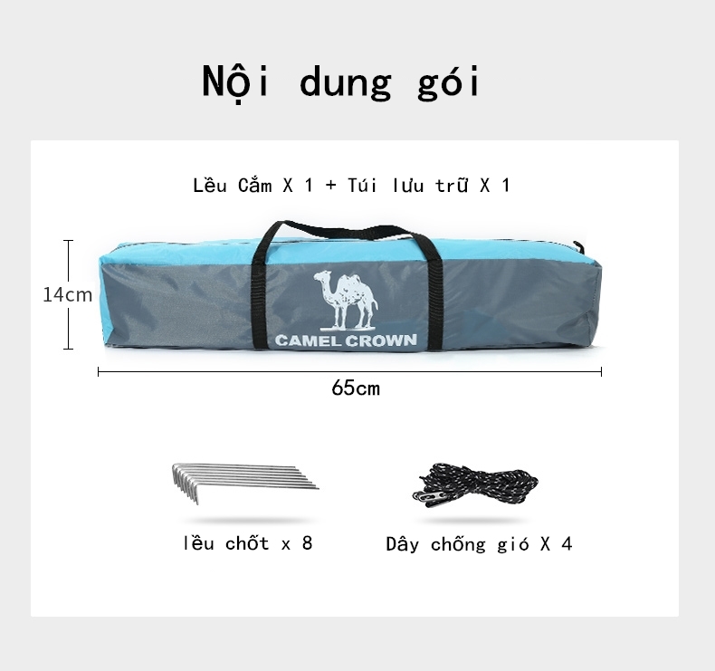 Lều Cắm Trại CAMEL CROWN 2 người Mở hoàn toàn tự động