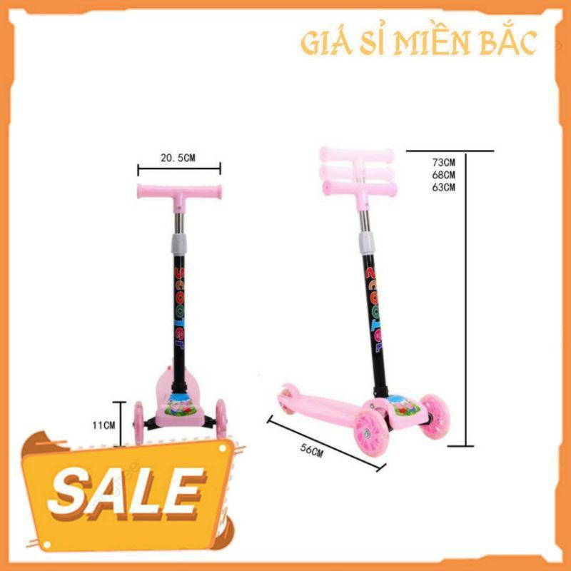 Xe trượt scooter 3 bánh có đèn phát sáng - xe trượt thông minh cho bé có thể gập gọn dễ dàng an toàn cho bé