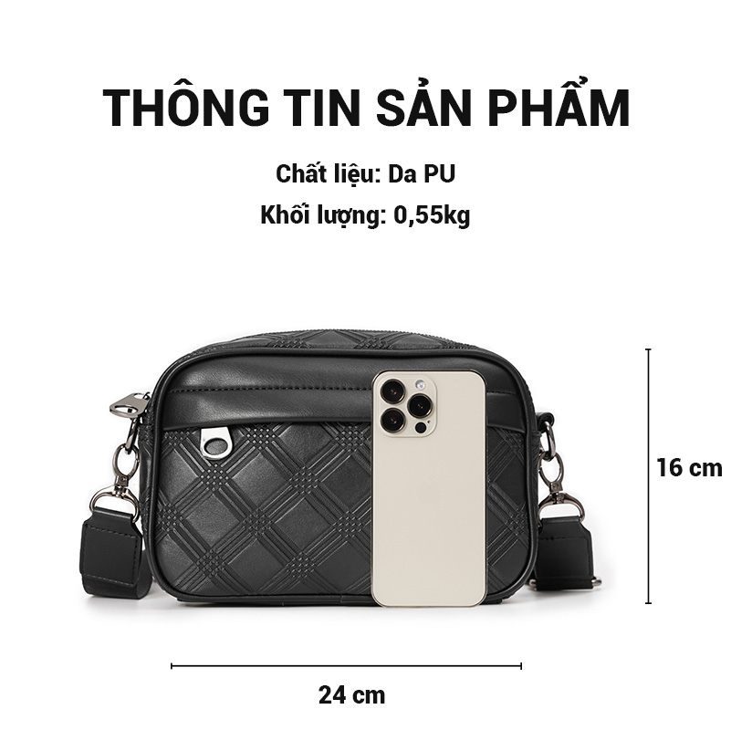 Túi da đeo chéo nam hàng hiệu, phong cách thời trang trẻ trung, thiết kế đa năng phù hợp đi chơi