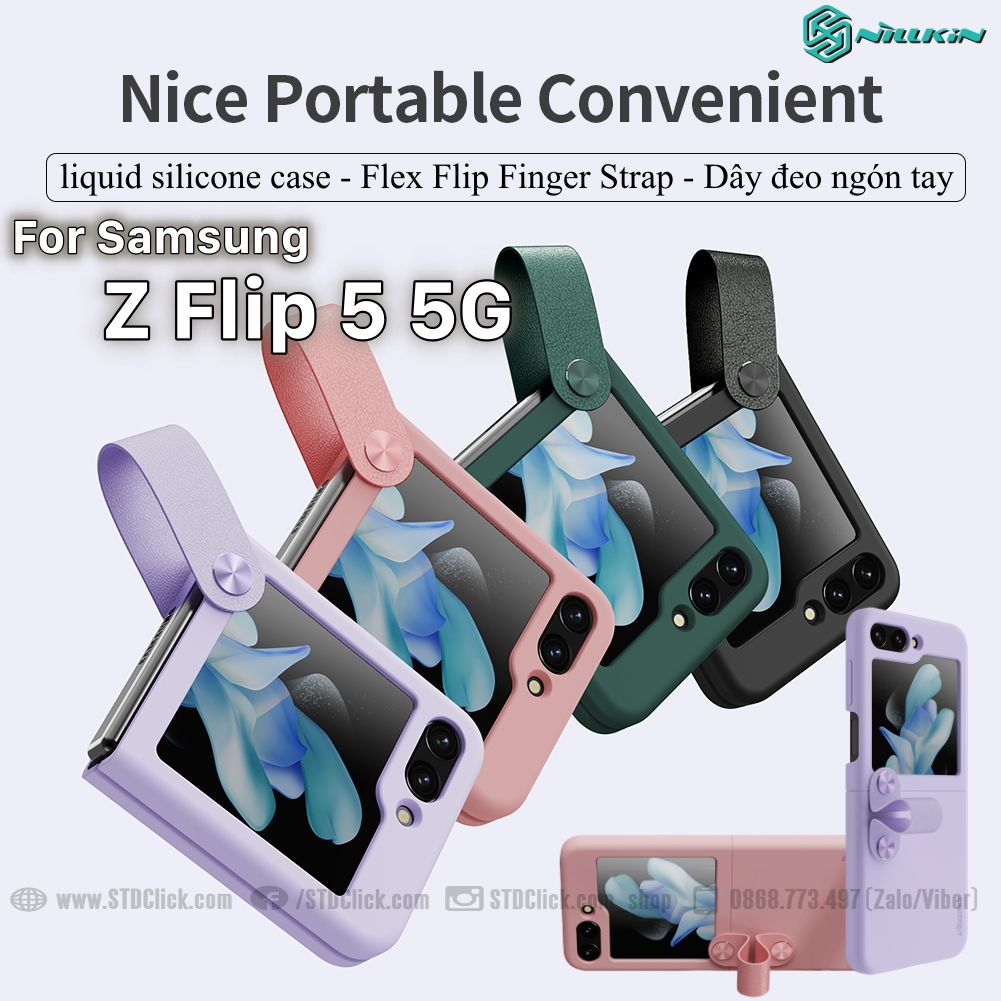ỐP LƯNG DÀNH CHO ĐIỆN THOẠI SAMSUNG GALAXY Z FLIP 5 5G NILLKIN Flex Flip Finger Strap liquid silicone