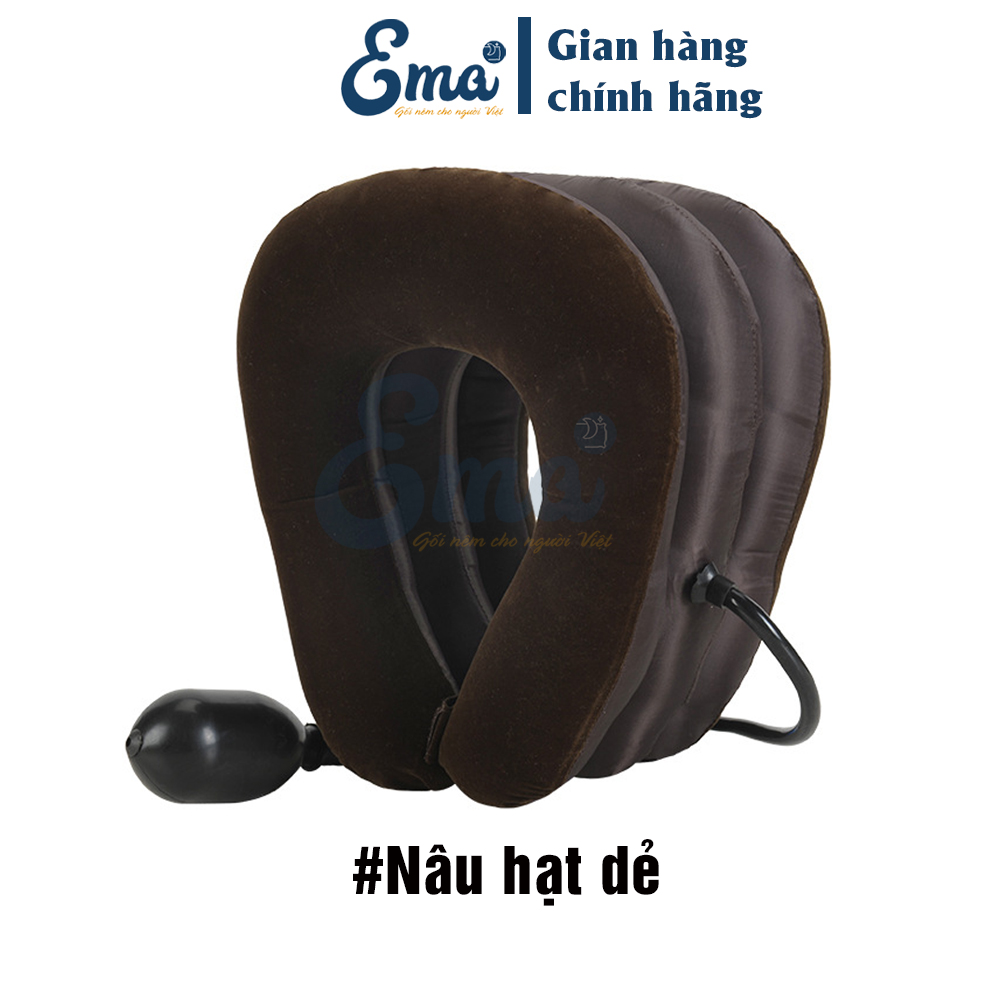 Gối cổ bơm hơi 3 tầng kéo giãn đốt sống cổ EMA hỗ trợ giảm đau, ngăn ngừa thoái hóa đốt sống cổ