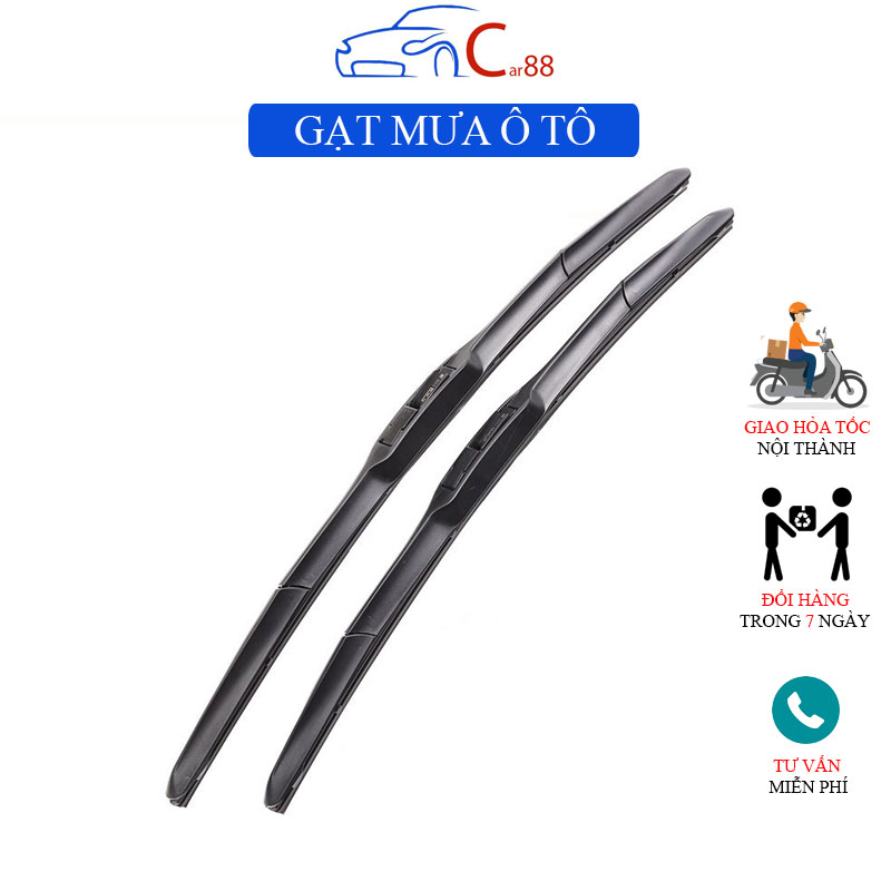 Gạt Mưa Ô Tô 3 Khúc Lưỡi Silicone Thân Cứng Loại Ngàm U Cao Cấp Nhiều Kích Thước 59 - 60cm -&gt; 24 inch