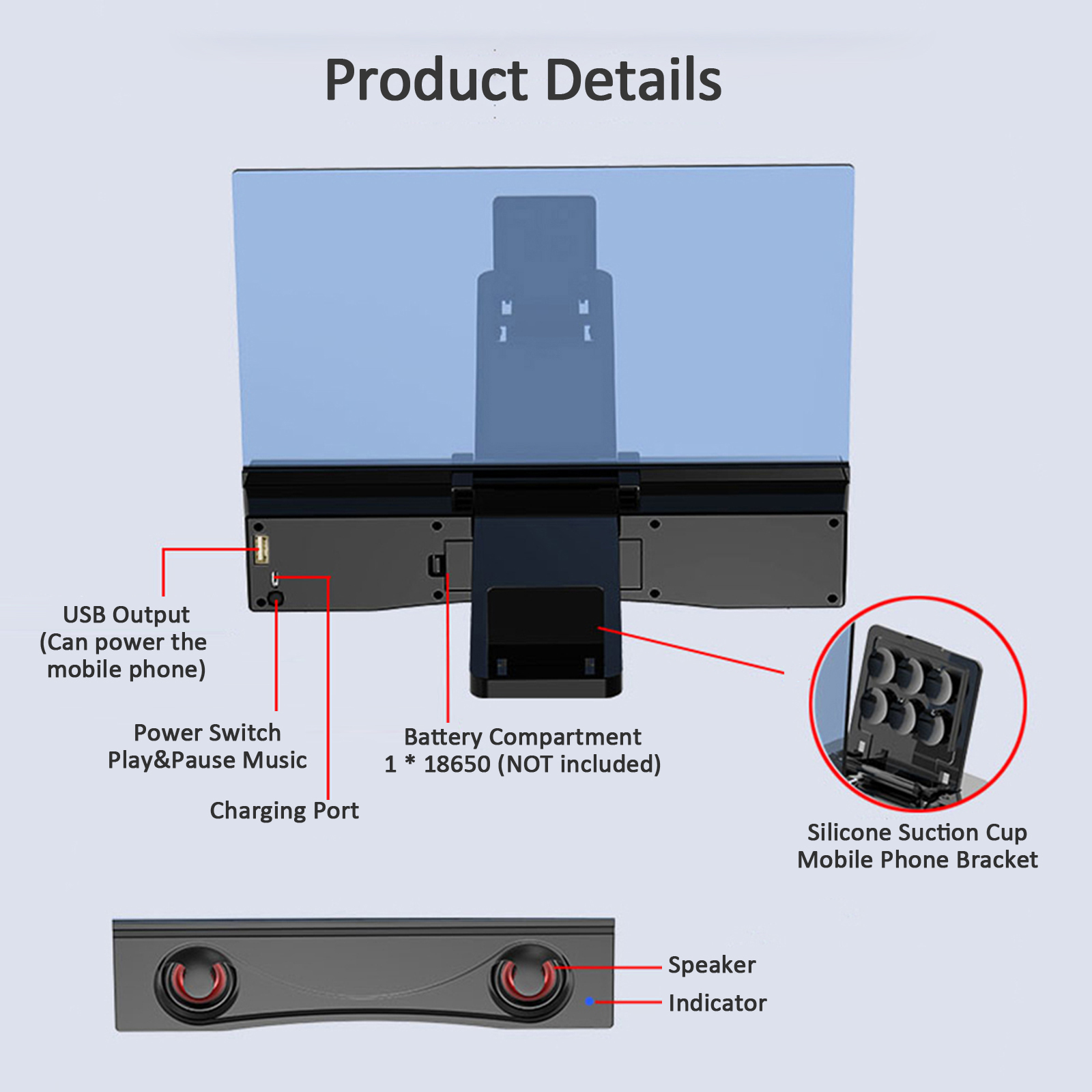 Màn Hình Điện Thoại Di Động 12 Inch Với Loa Bluetooth Có Thể Gập Lại