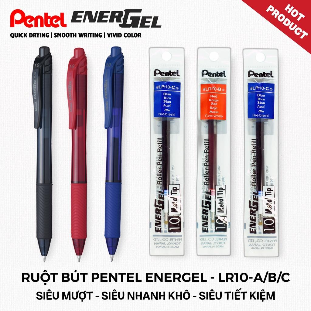 Ruột Bút Bi Nước Pentel LR10 Ngòi 1.0mm | Ngòi Bút Pentel Energel Chính Hãng | 3 Màu Mực Xanh/ Đen/ Đỏ |Siêu Nhanh Khô |