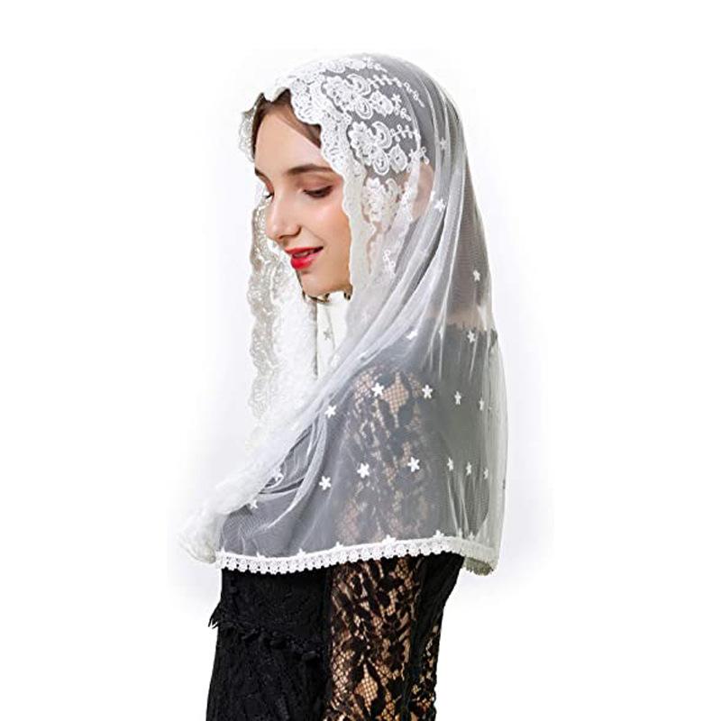 Hoa Ren Mạng Che Đầu Che Đầu Latin Khối Lượng Mantilla Mạng Che Mặt Khăn Ngắn Cho Phụ Nữ Cô Dâu