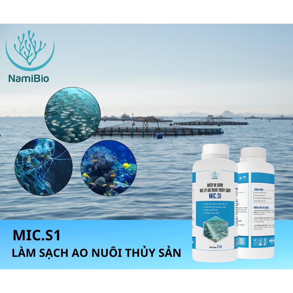 Men vi sinh xử lý ao nuôi thủy sản MIC.S1 (1 lít) Làm sạch ao hồ nuôi định kỳ, sau các vụ nuôi.