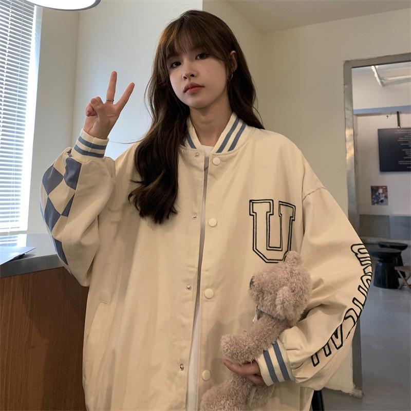 Áo bomber nữ oversize thời trang ulzzang hàn quốc áo khoác nữ bomber bóng chày form rộng màu đen đi học đi chơi unisex