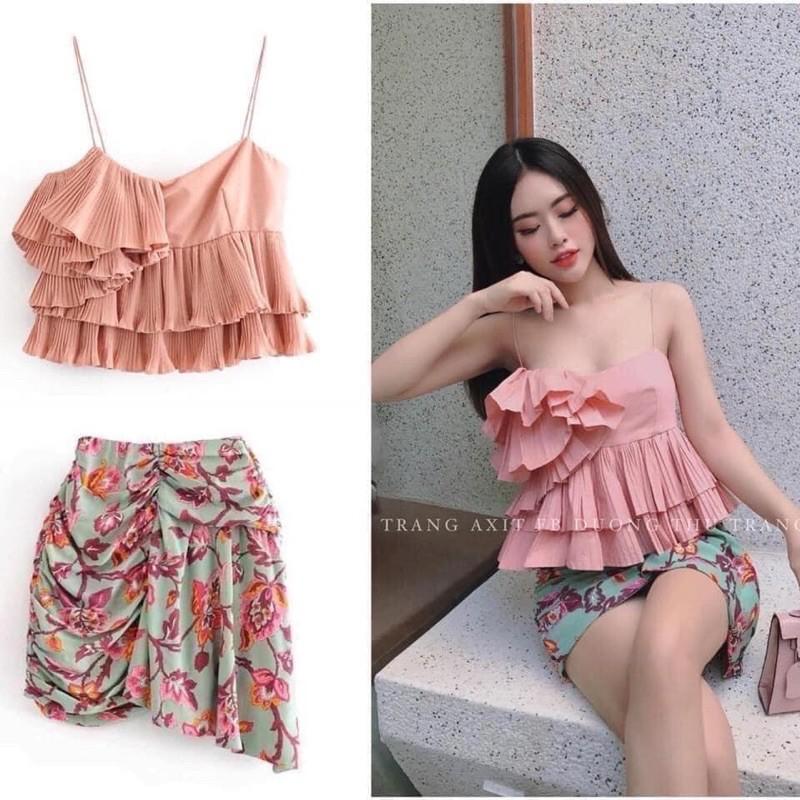 Áo 2s hồng xếp ly bèo ngực siêu xinh