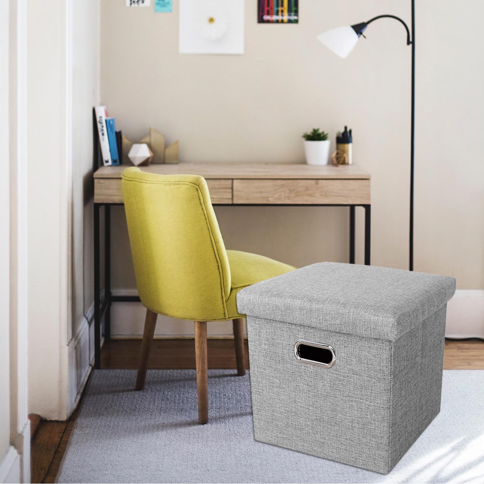 Folding Storage Ottoman Bench Seat Footrest Storage Box for Bedroom