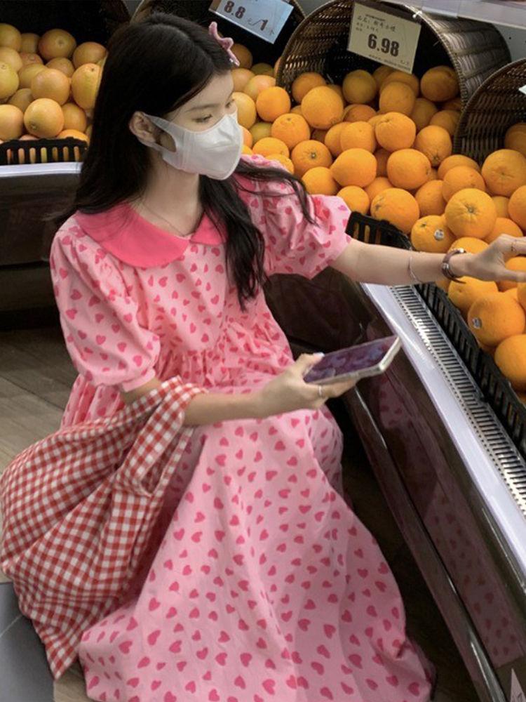 CHENGRUI Váy cổ búp bê Pháp cho nữ mùa hè 2023 đầm dài thắt lưng mỏng sinh viên ngọt ngào dịu dàng váy gió