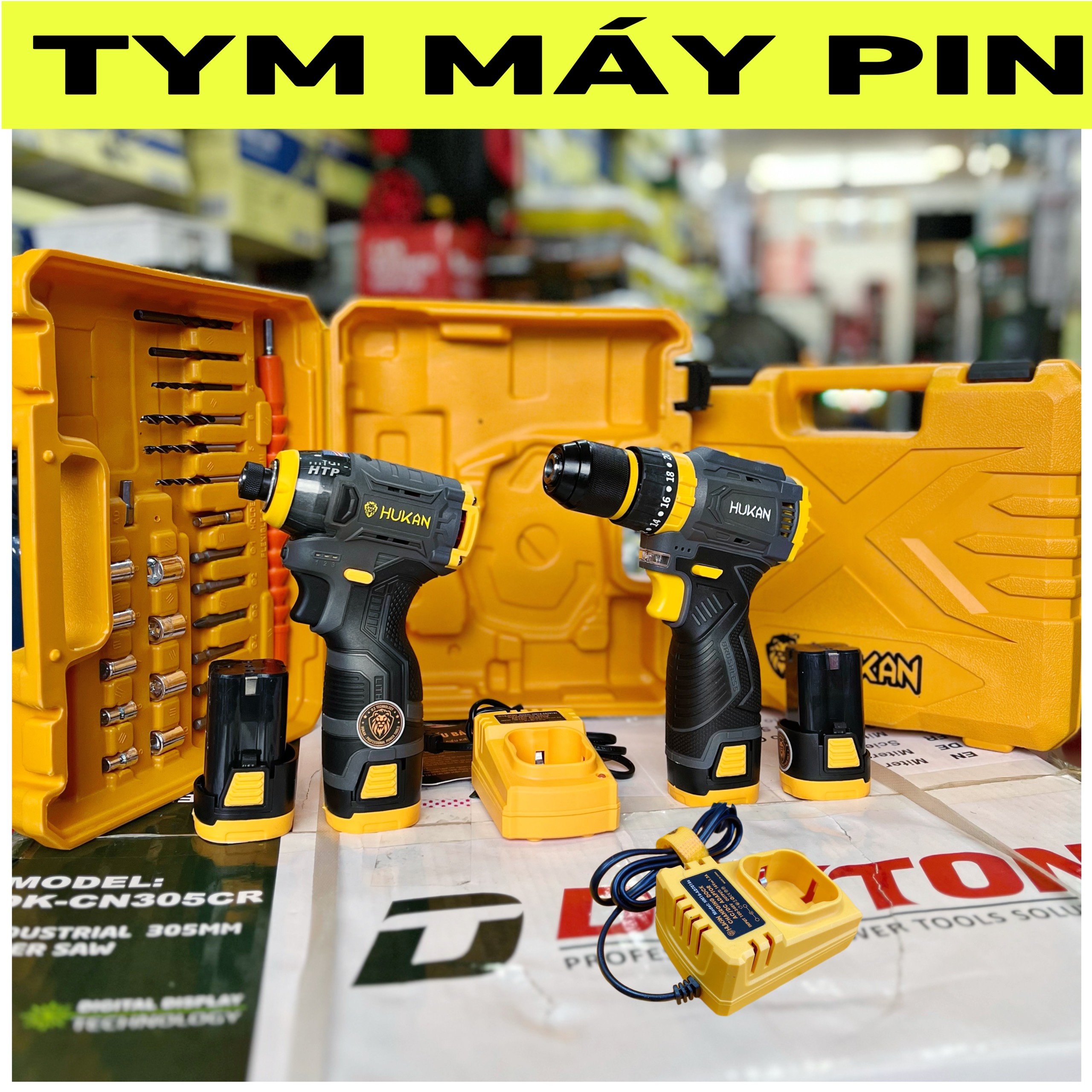Combo 2 Bộ Khoan Và Bắt Vít Búa Pin 16.8v Hukan – pin 1.5Ah tiết kiệm – Tym Máy Pin