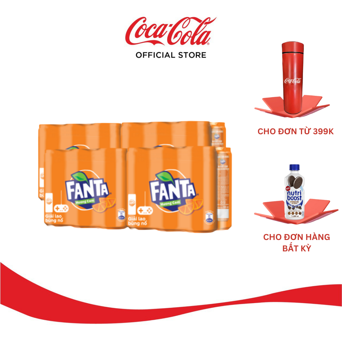 lỐC 24 Lon Nước Giải Khát Có Gas Fanta Hương Cam 320ml/Lon Coca-Cola Official Store