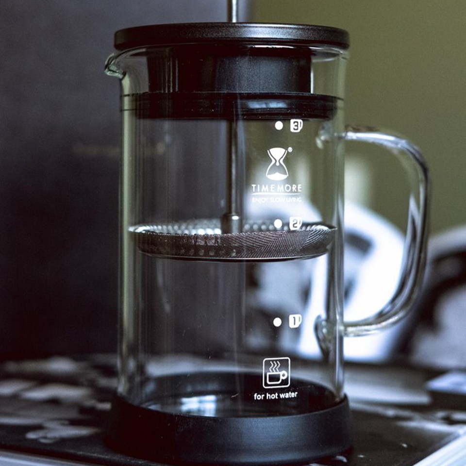 Bình Frech Press pha cà phê thủy tinh TM-3.0 dung tích 600ml, 2 lớp lọc giúp cà phê sạch hơn