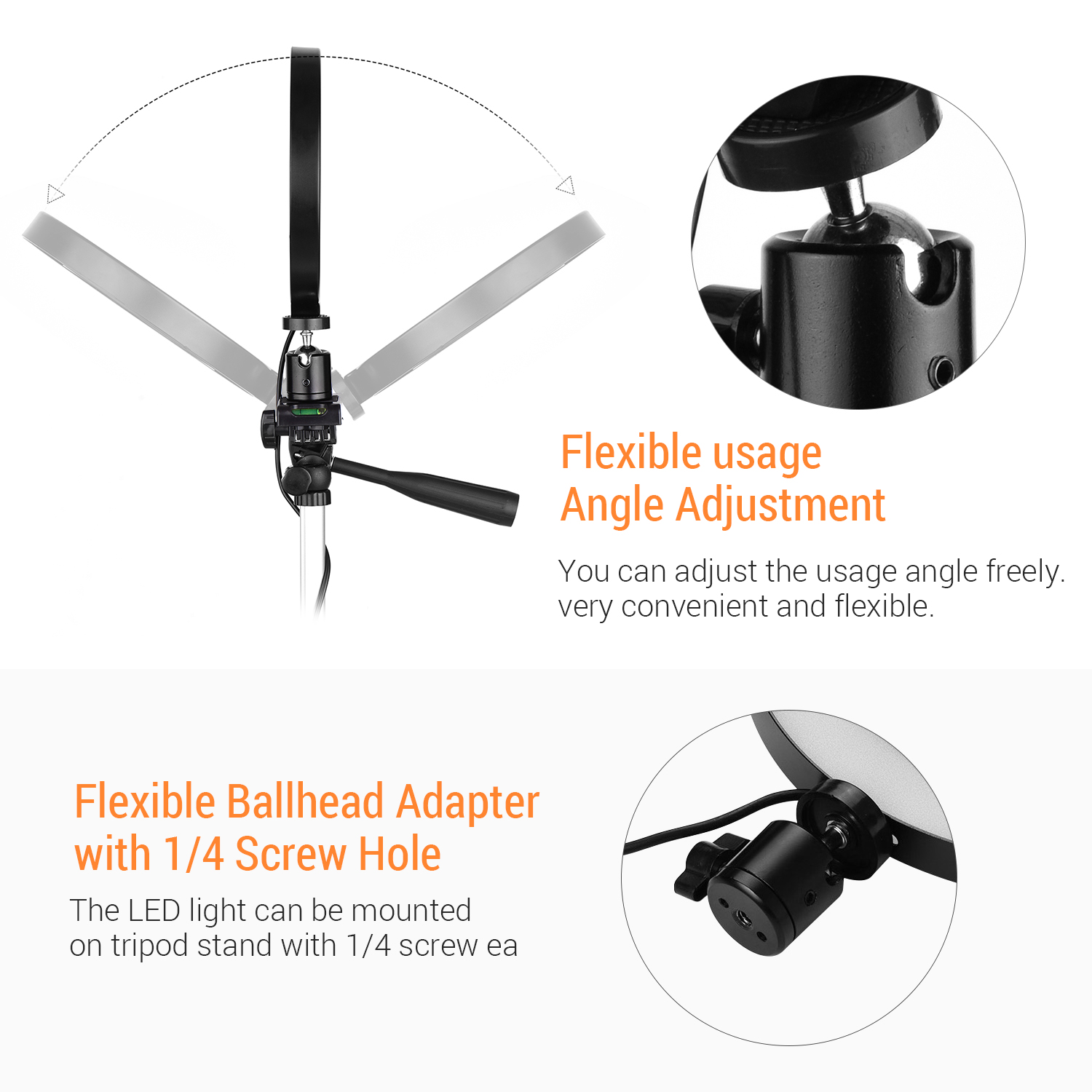 Đèn LED vòng tròn nhỏ 16cm / 6 inch hỗ trợ 3 chế độ chiếu sáng có thể điều chỉnh