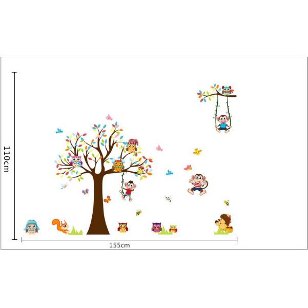 Decal trang trí Vườn Cú Mèo sắc màu A.H