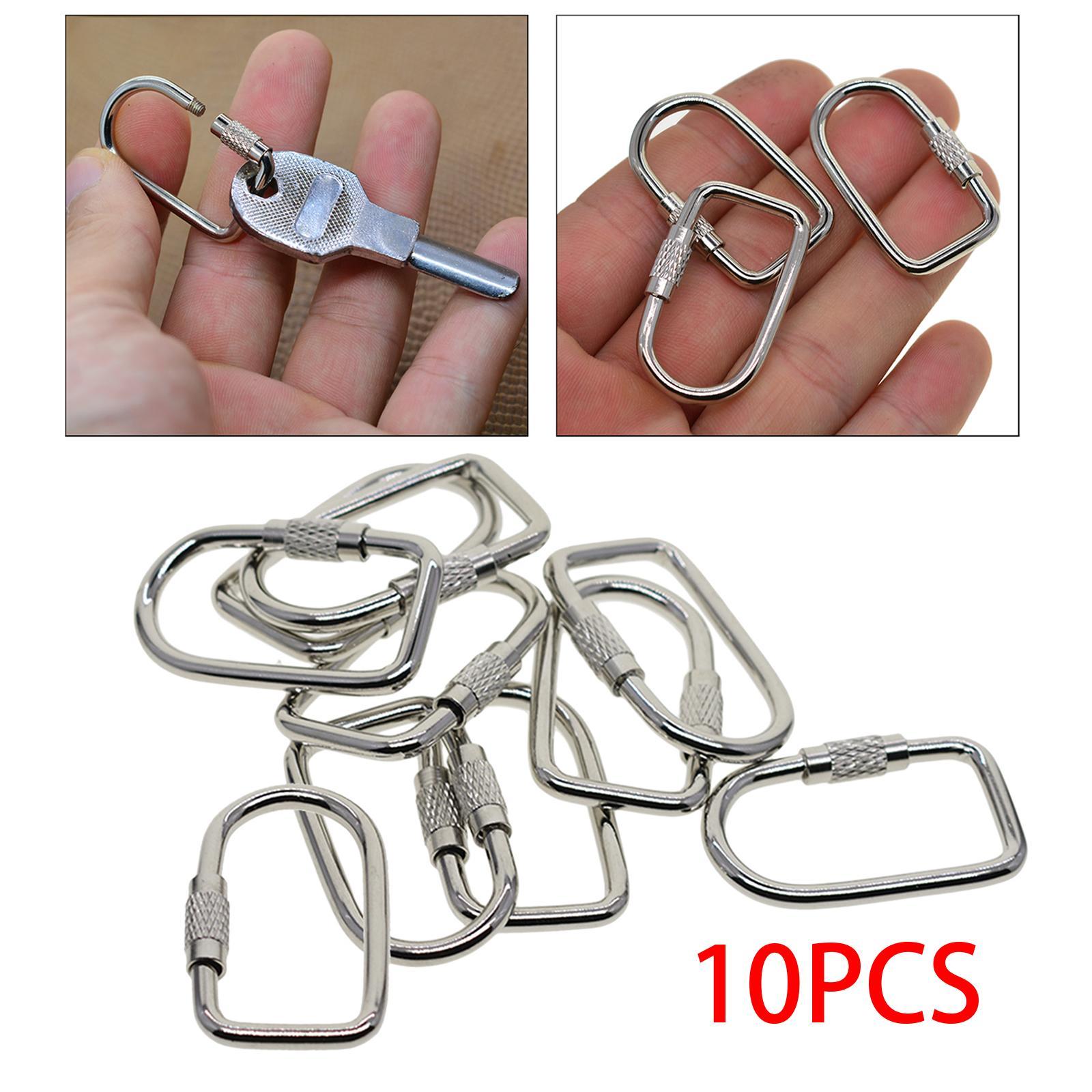 10x Locking Carabiner Carabiner Clip Lightweight Locking Clips Sturdy Screw Lock Buckle DIY Keychain Clips for Outdoor Bags Indoor Backpack