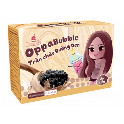 Hộp 10 Gói Trân châu đường đen Ăn liền Oppa Bubble hộp 350g (35g*10 gói)