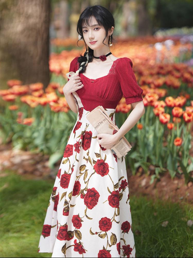 SHUANGYAN Trang phục nữ nhẹ nhàng, phong cách Hồng Kông, cao cấp, kiểu Pháp, hai bộ mùa hè, hoạt bát, giảm tuổi, thời trang.