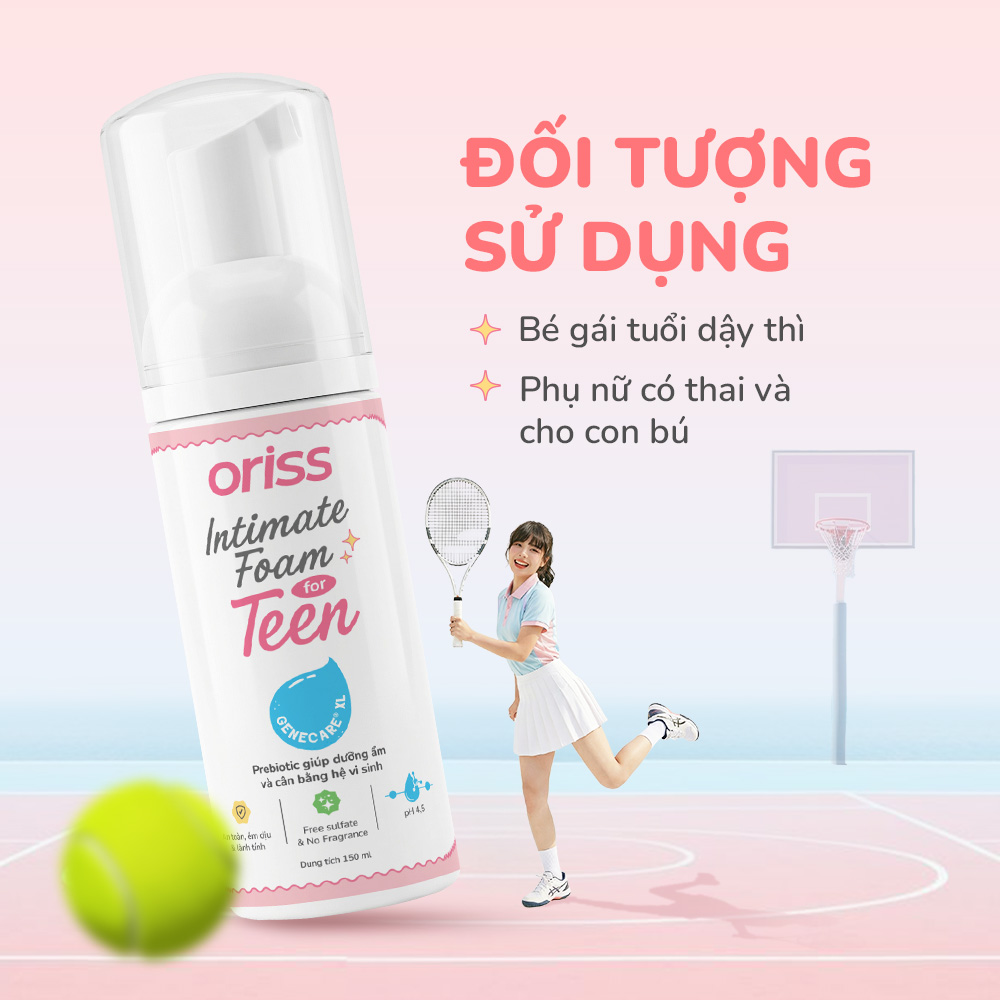 Bọt dung dịch vệ sinh dành cho teen Oriss Intimate Foam làm sạch dịu nhẹ cân bằng hệ vi sinh 150ml