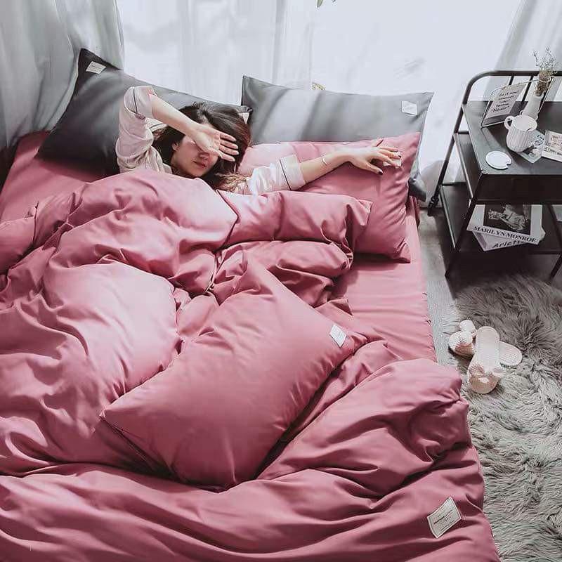 Bộ Chăn Ga Gối Cotton tici Cao Cấp Màu Trơn Đủ Size