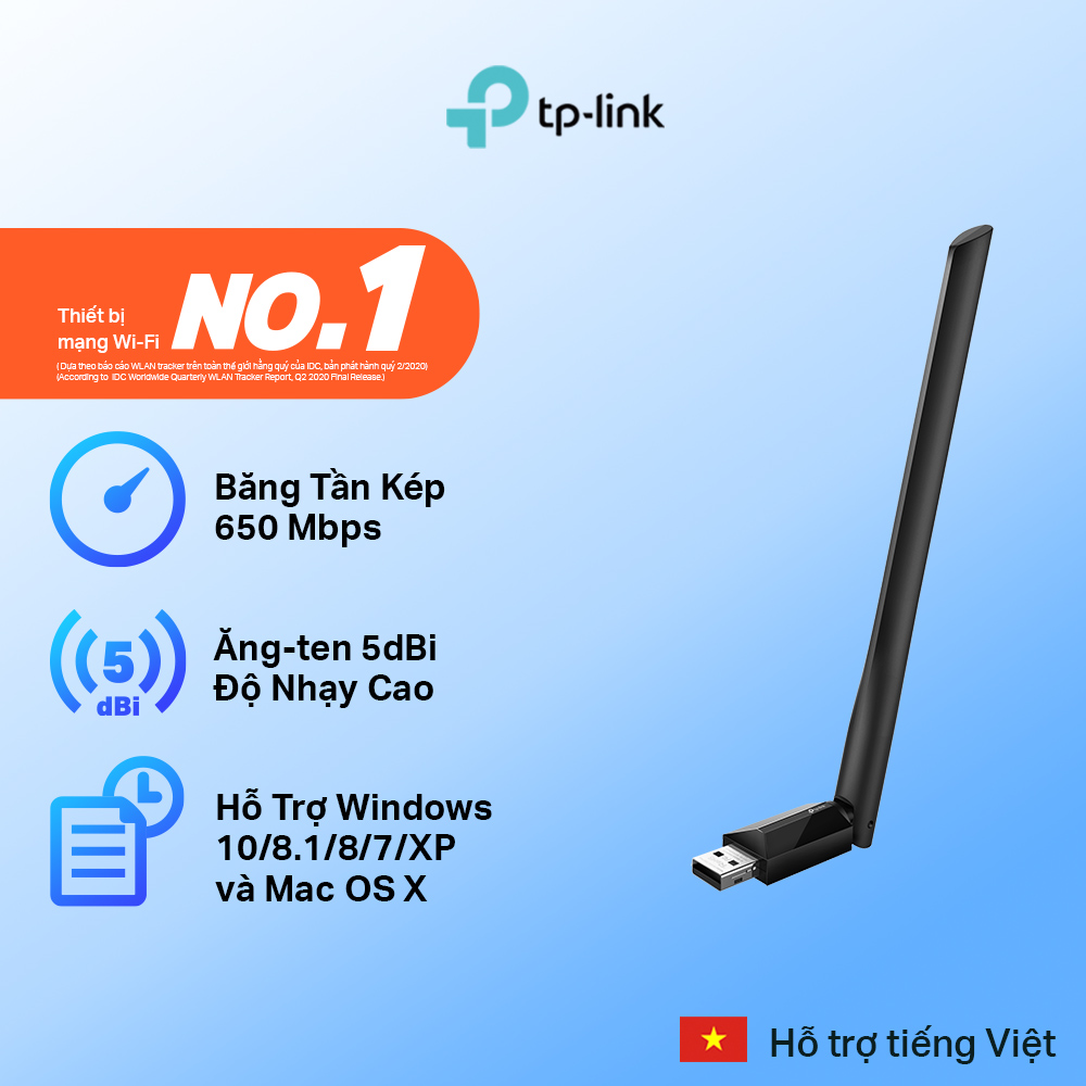 Hình ảnh Bộ Chuyển Đổi USB Wifi TP-Link Archer T2U Plus Công Suất Cao AC600 - Hàng Chính Hãng