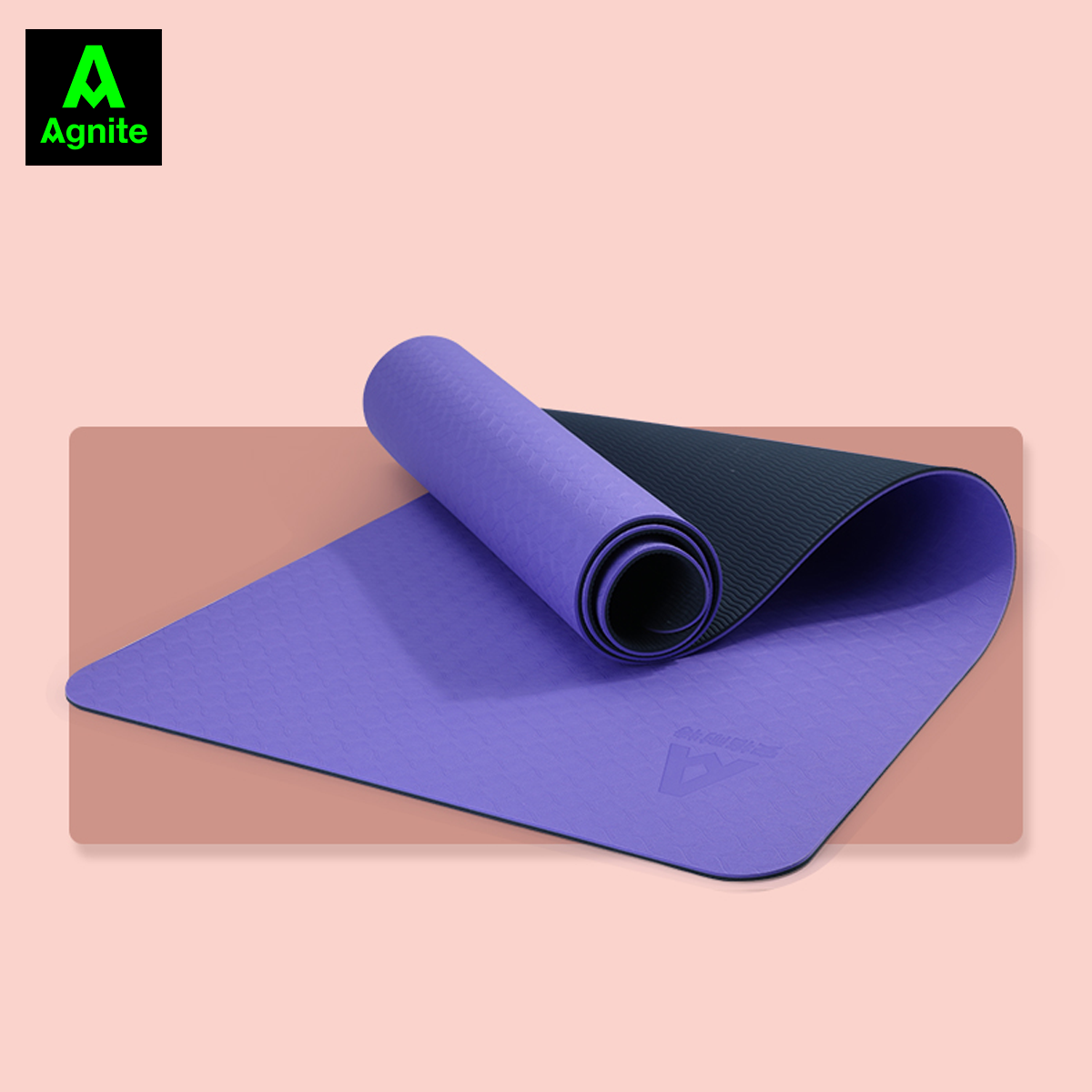 Thảm Tập Yoga Và Gym 2 Lớp Tpe Dày 6Mm Cao Cấp Agnite - Chống Trơn Trượt, Khử Ẩm Mốc, Độ Bám Tốt - Hàng Chính Hãng - Kèm Dây Buộc - F4177 - Tím