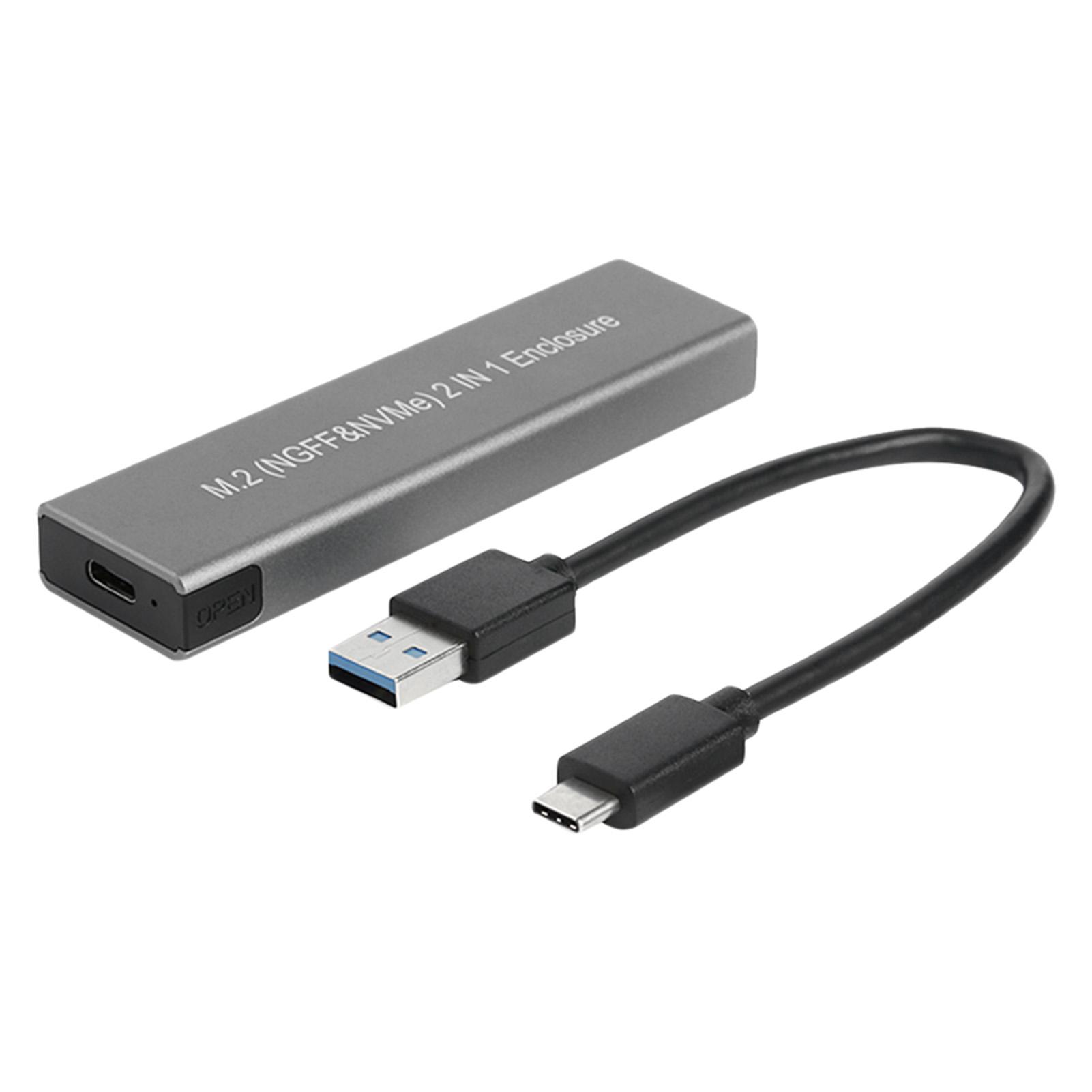 M.2 Free Tools Hard Drive Box NGFF+NVME 2 In 1 Enclosure 10Gbps High-speed Transmission
