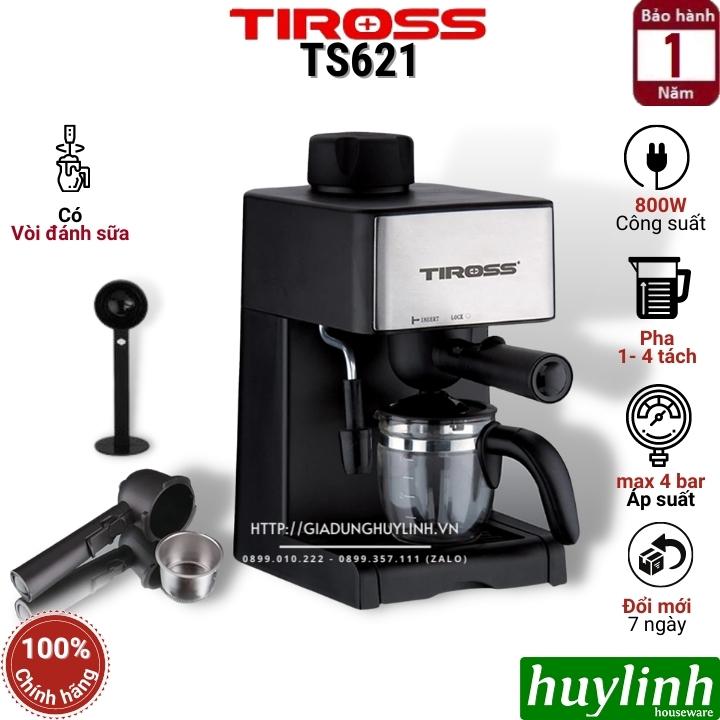 Máy pha cà phê Espresso Tiross TS621 - Max 4 bar - 800W - Hàng chính hãng