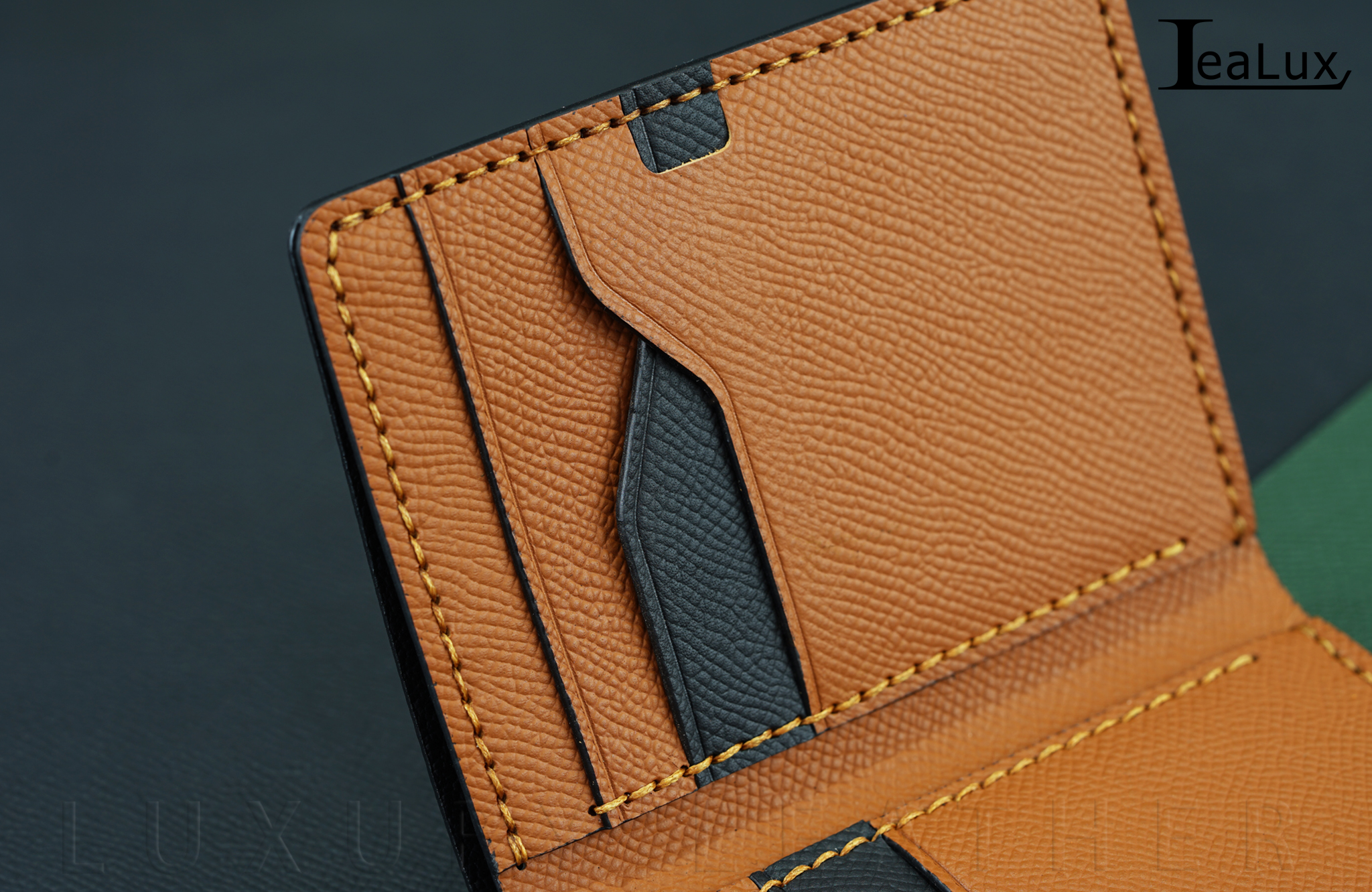 Ví Da Epsom Dáng Đứng Handmade Lealux Epsom Wallet 3