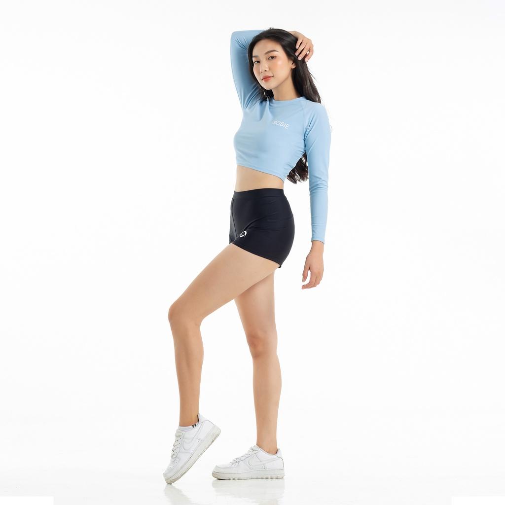 Áo Bơi Nữ Tay Dài Croptop - Basic Blue Sobie