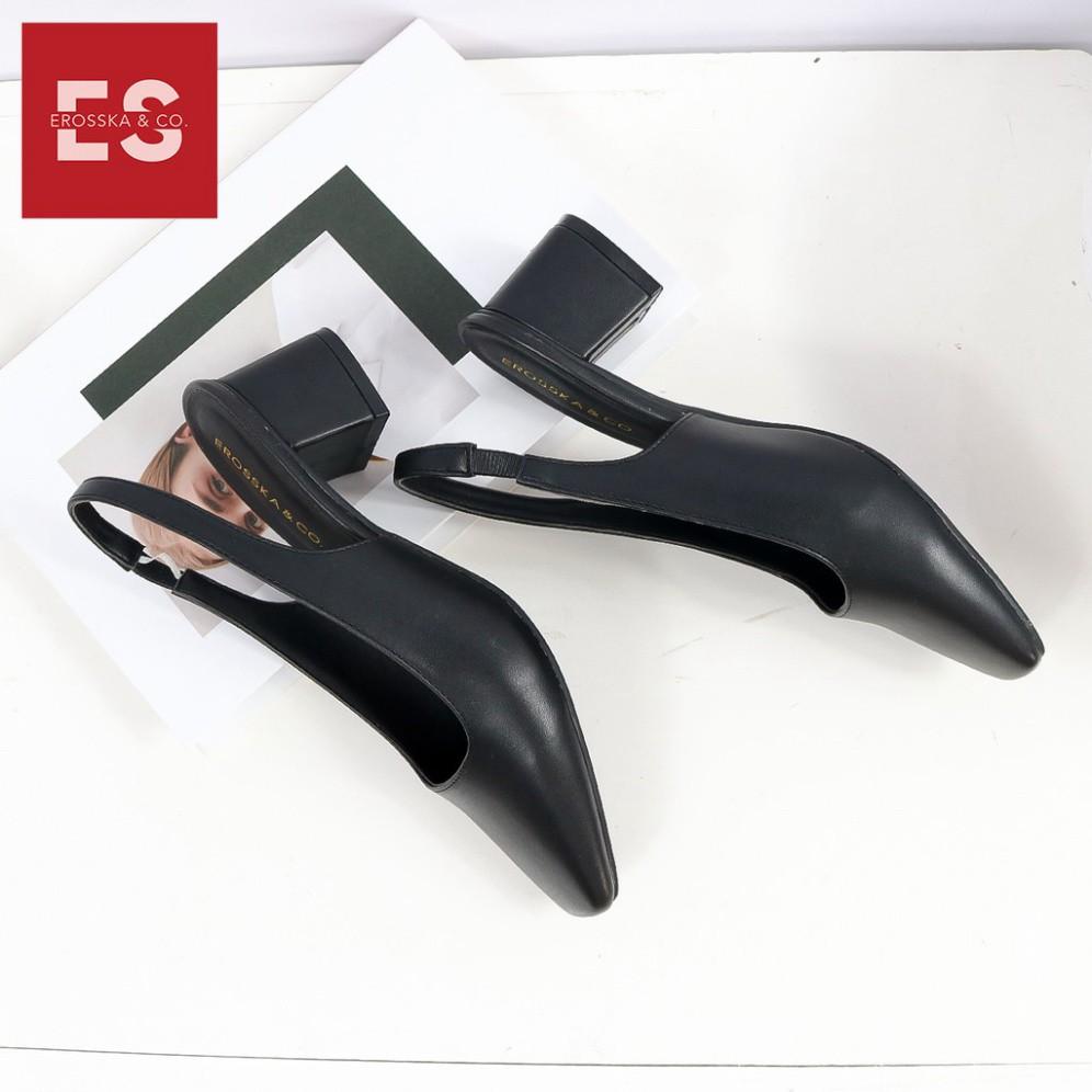 Giày cao gót Erosska mũi vuông gót hở phối dây quai mảnh cao 5cm màu hồng - EL016