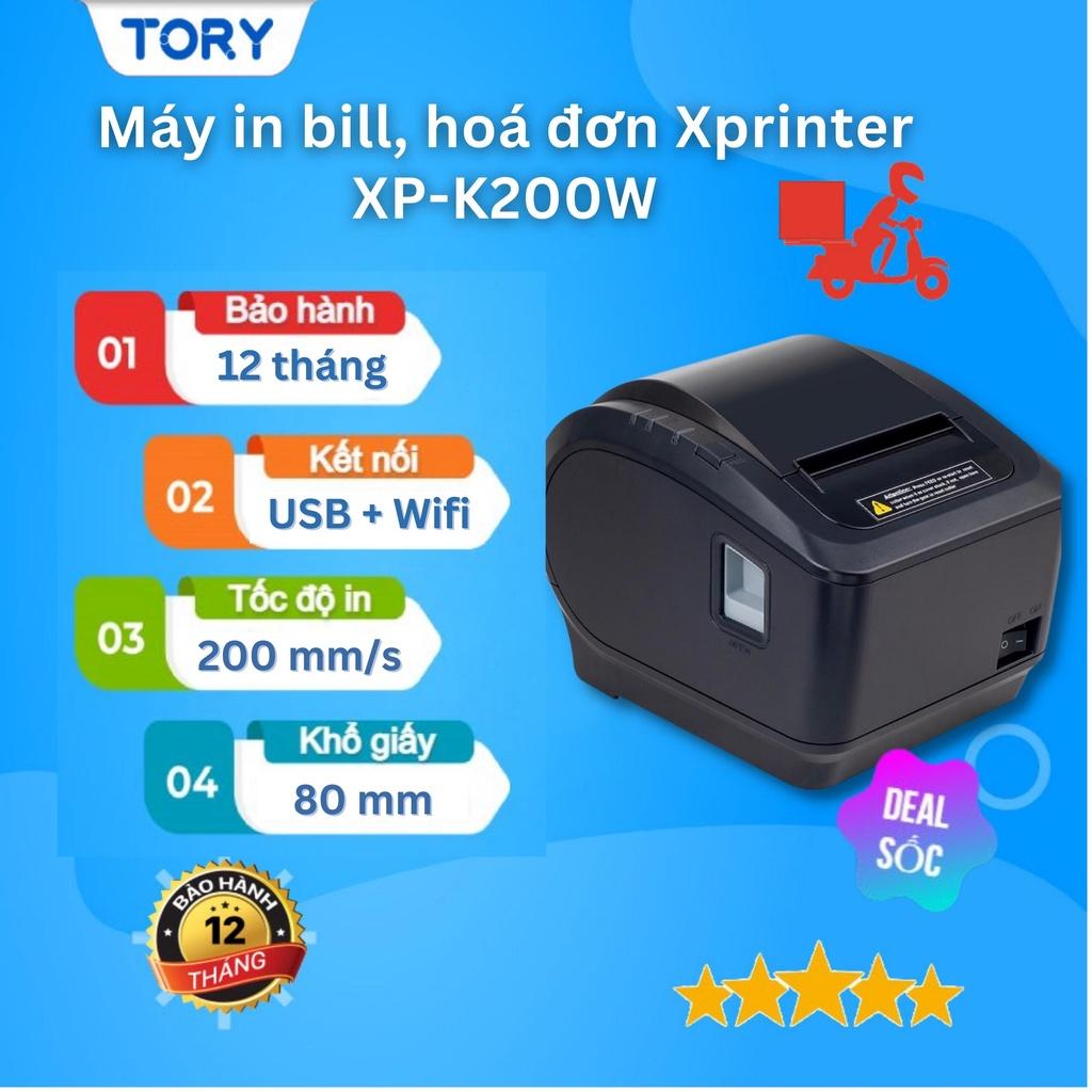 Máy in bill, in hoá đơn, in nhiệt Xprinter XP- K200W kết nối USB + Wifi. Máy in nhiệt hàng chính hãng, giá siêu tốt