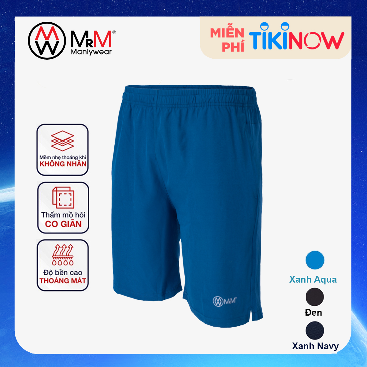 Quân Đui Short Gio Nam Thê Thao Basic Tre Trung Năng Đông, Thoang Mat Co Gian 4 Chiêu Mrm Manlywear - M - Xanh Đơn