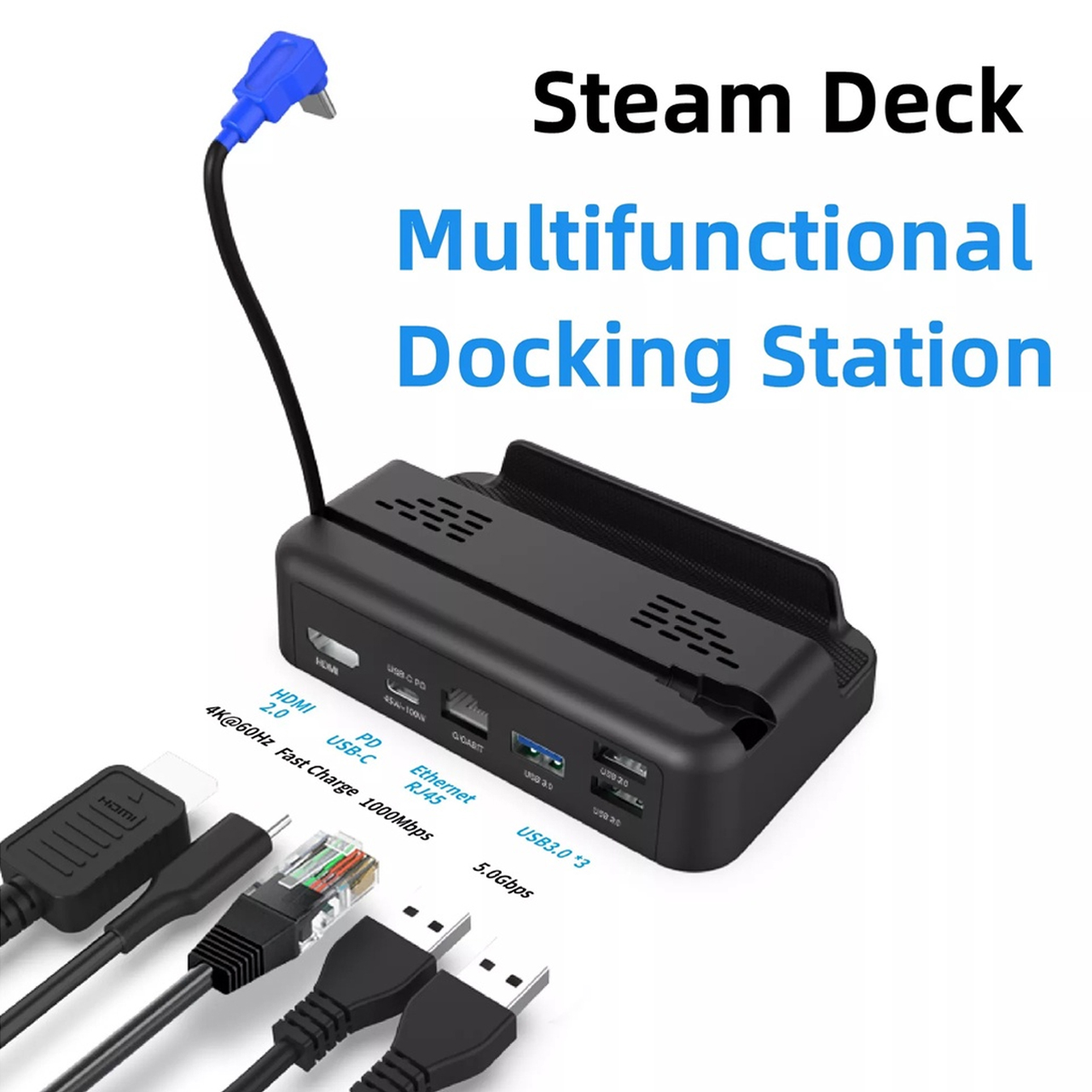 Dock kết nối đa năng Vinetteam PGTECH GP-813 dành cho máy chơi game Steam Deck, hỗ trợ truyền dữ liệu bằng cổng mạng, sạc nhanh PD 100W - hàng chính hãng