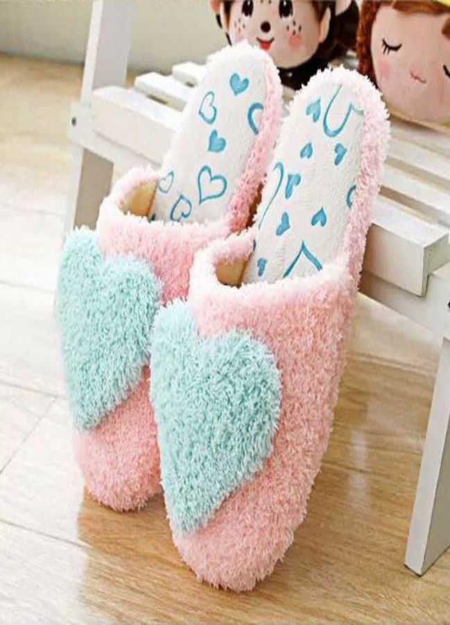 Dép bông đi trong nhà hình trái tim (giao màu ngẫu nhiên) - Size 38, 39