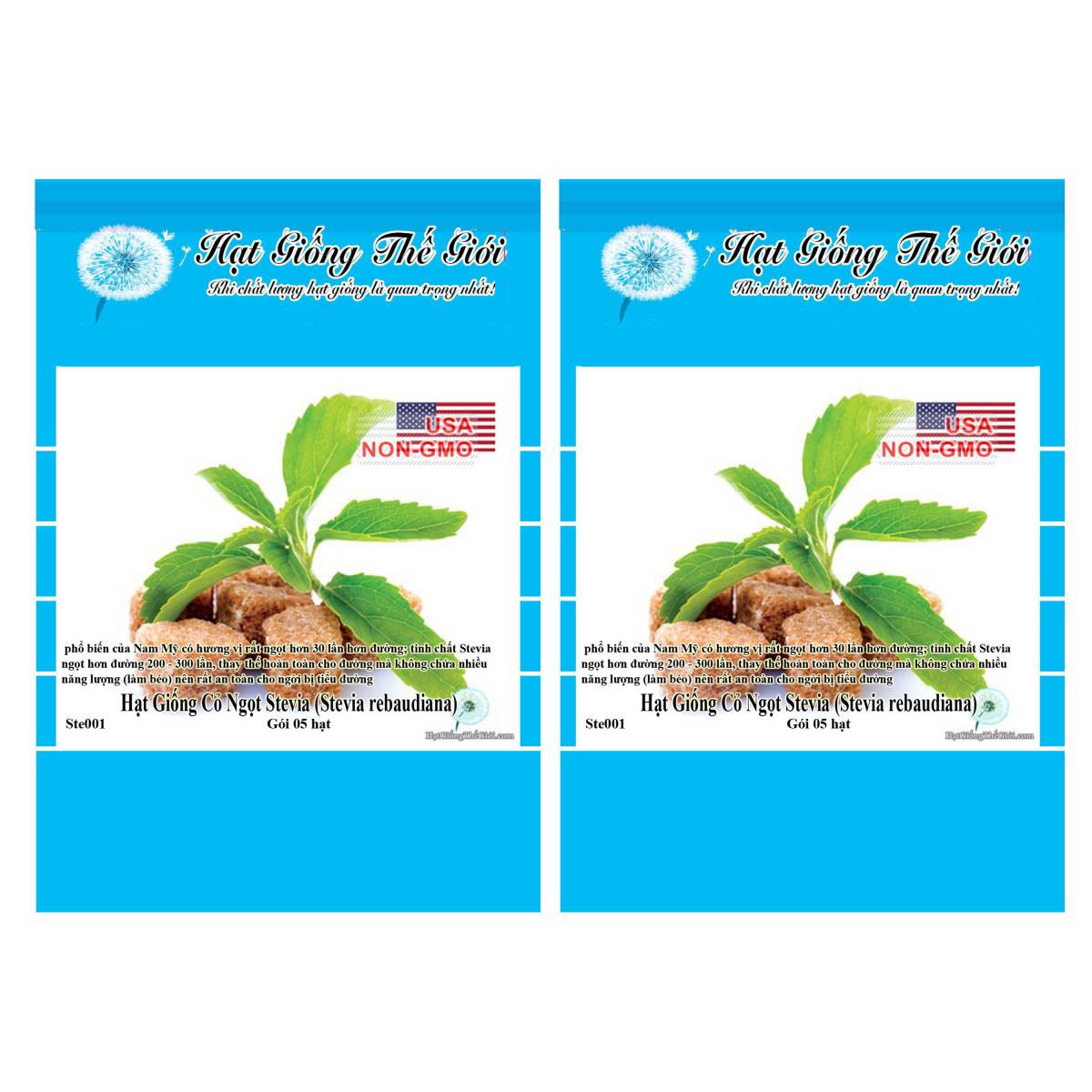 Bộ 2 Gói Hạt Giống Cỏ Ngọt Stevia 5h
