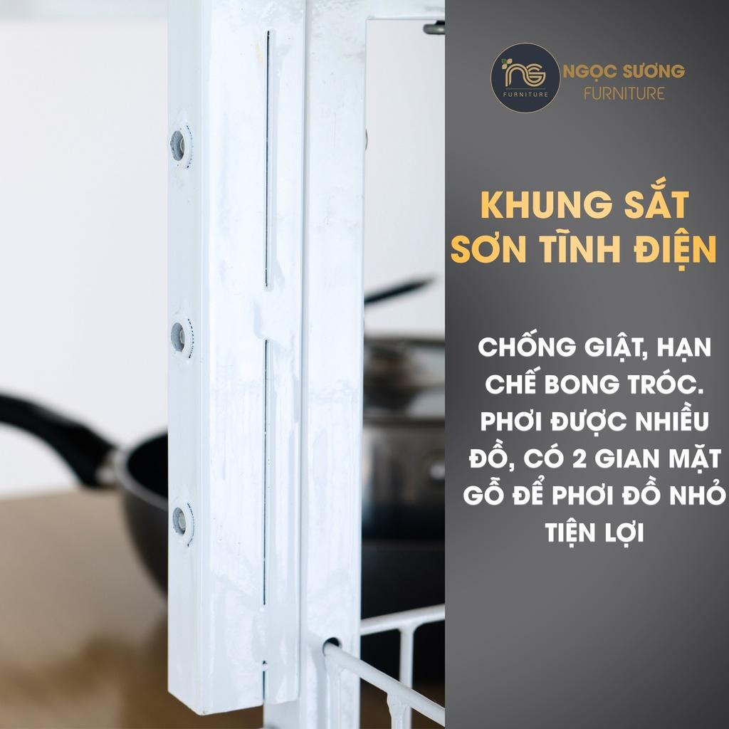 Kệ bếp lò vi sóng có rổ KE01 Ngọc Sương dài 89cm x rộng 40cm x cao 124cm