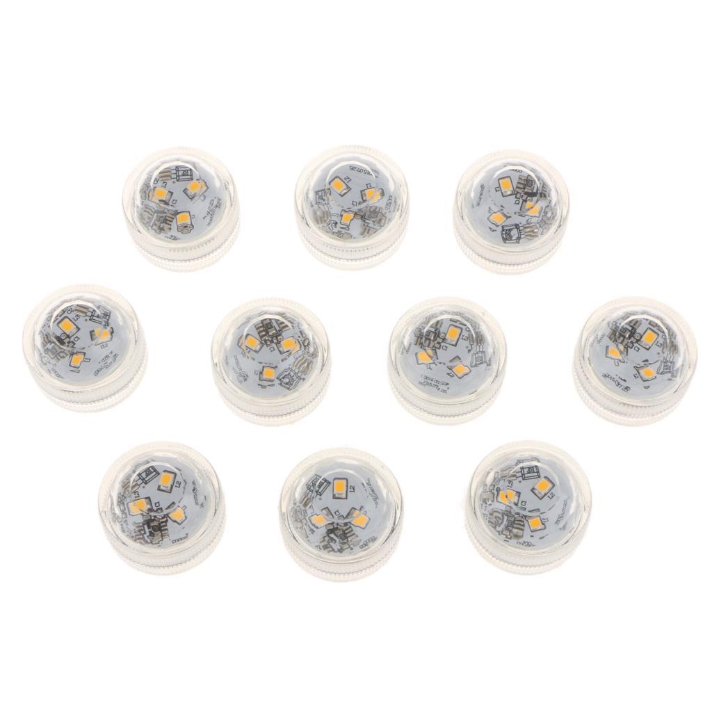 10 Pieces Waterproof Submersible LED Tea Lights Underwater Light Warm White