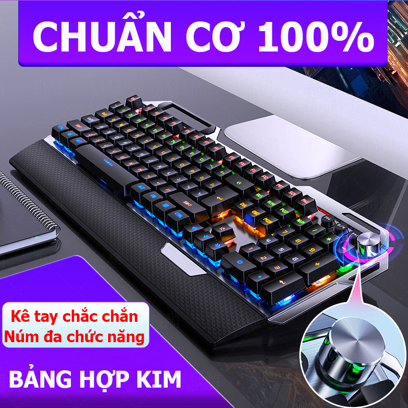 Bàn phím cơ E sports, bàn phím gaming chất lượng cao, 104 phím cơ tiêu chuẩn kèm núm đa phương tiện- Hàng Nhập Khẩu