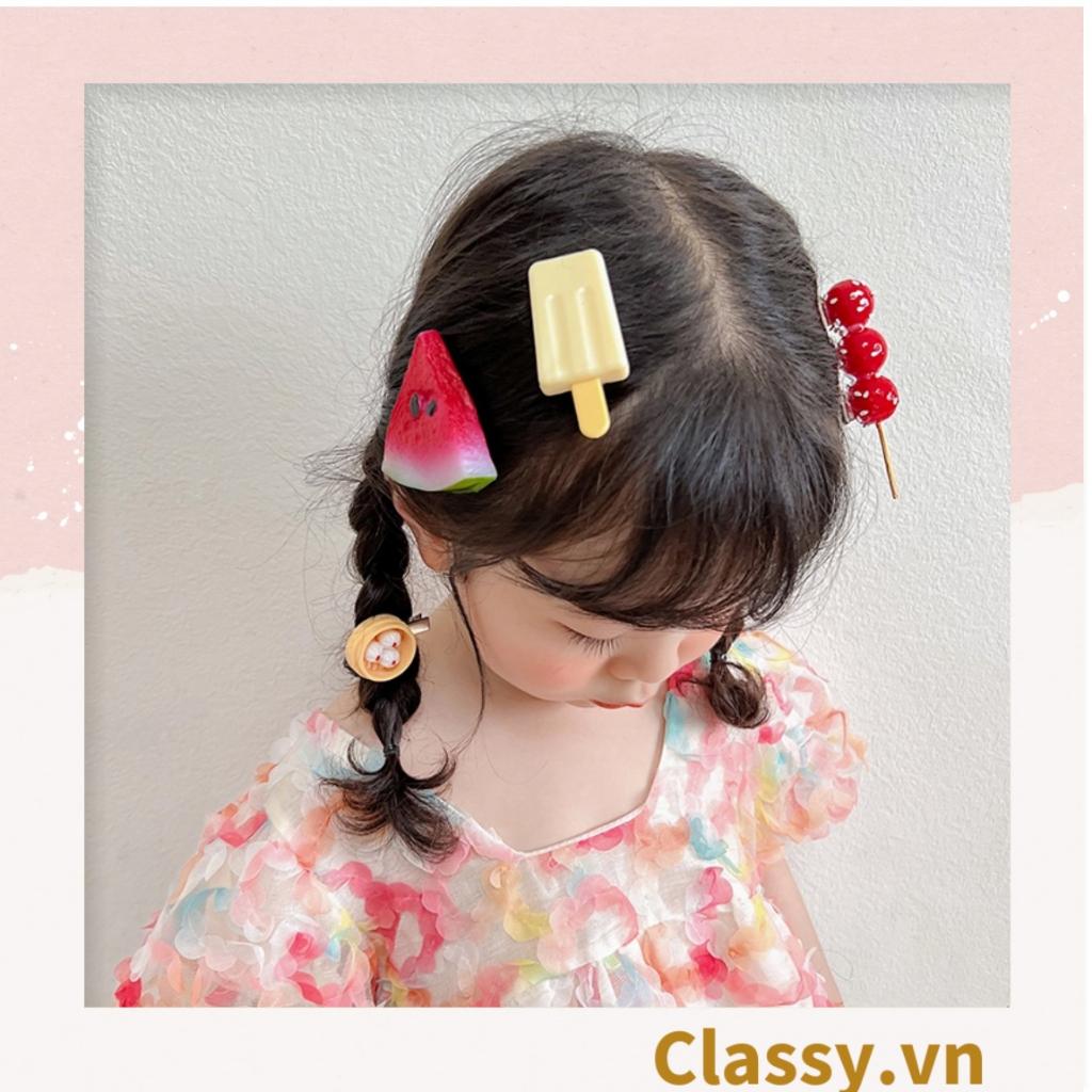 Kẹp Classy tóc dạng clip mỏ vịt,  họa tiết minh họa các loại đồ ăn, tinh nghịch hài hước hot tiktok PK935