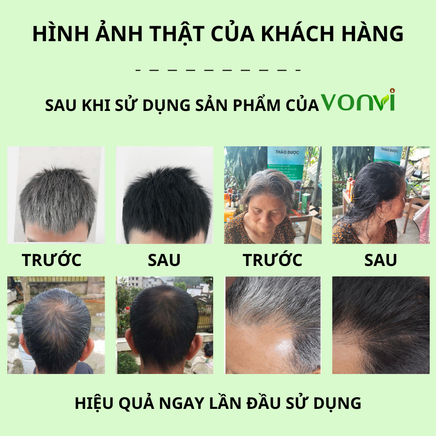 Dầu Gội Phủ Bạc Đen Tóc Thuốc Nhuộm Tóc Đen Tạm Thời Tại Nhà Theo Dạng Gói VONVI